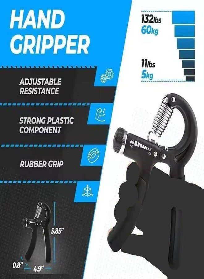 FLIPXEN Adjustable Hand Grip Strengthener Forearm Trainer Kit 5 Pack, Adjustable Hand Gripper (22-132Lbs/ 10-60kg) For Fitness Exercise Tools Wide Grips for Men and Women Home Exercise Perfect System - Image 2