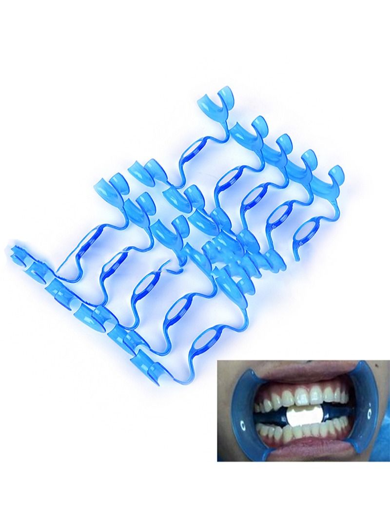 Dental Opener, Opener with Mirror, Bow Opener with Expander, Dental Consumables for Teeth Whitening, Mouthguard Retractor, Smile Stretcher, Mouth Holder (Blue with Mirror 10pcs)