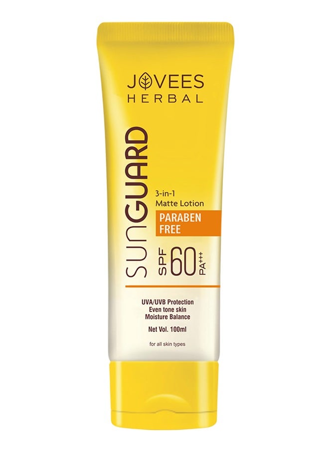 JOVEES HERBAL Jovees Sunguard Spf 60 3 In 1 Matte Lotion  100 Ml  - Image 1