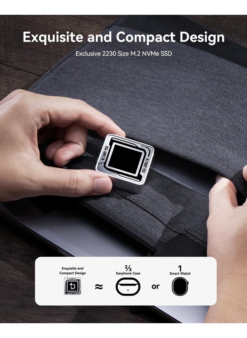 DOCKCASE DOCKCASE Pocket M.2 2230 NVMe SSD Enclosure,Support 3s PLP Prevents Write Data Loss,USB 3.2 Gen 2 Type-C (10 Gbps), fits NVMe PCIe, Exclusive to Size 2230,Support M-Key B+M Key UASP (Silver)  - Image 3