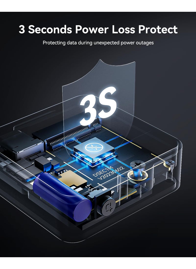 DOCKCASE DOCKCASE Pocket M.2 2230 NVMe SSD Enclosure,Support 3s PLP Prevents Write Data Loss,USB 3.2 Gen 2 Type-C (10 Gbps), fits NVMe PCIe, Exclusive to Size 2230,Support M-Key B+M Key UASP (Silver)  - Image 4