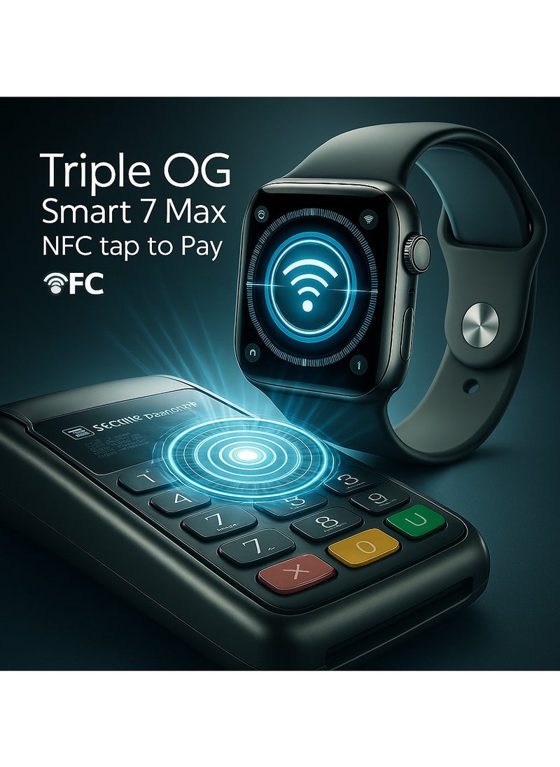 Triple OG Triple OG SMART WATCH 7max – Smartwatch with Bluetooth Calling, Fitness & Health Tracking, Wireless Charging, GPS & NFC – Water-Resistant & Stylish  - Image 5
