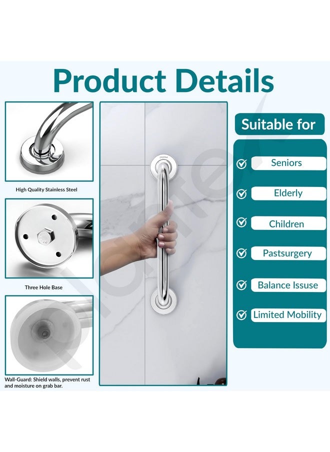 plantex - Plantex 14 Inch Grab Bar for Toilet/Bathroom Handle for Senior Citizen/Heavy-Duty Stainless Steel Support Bar/Bathroom Accessories (Chrome) - Image 1