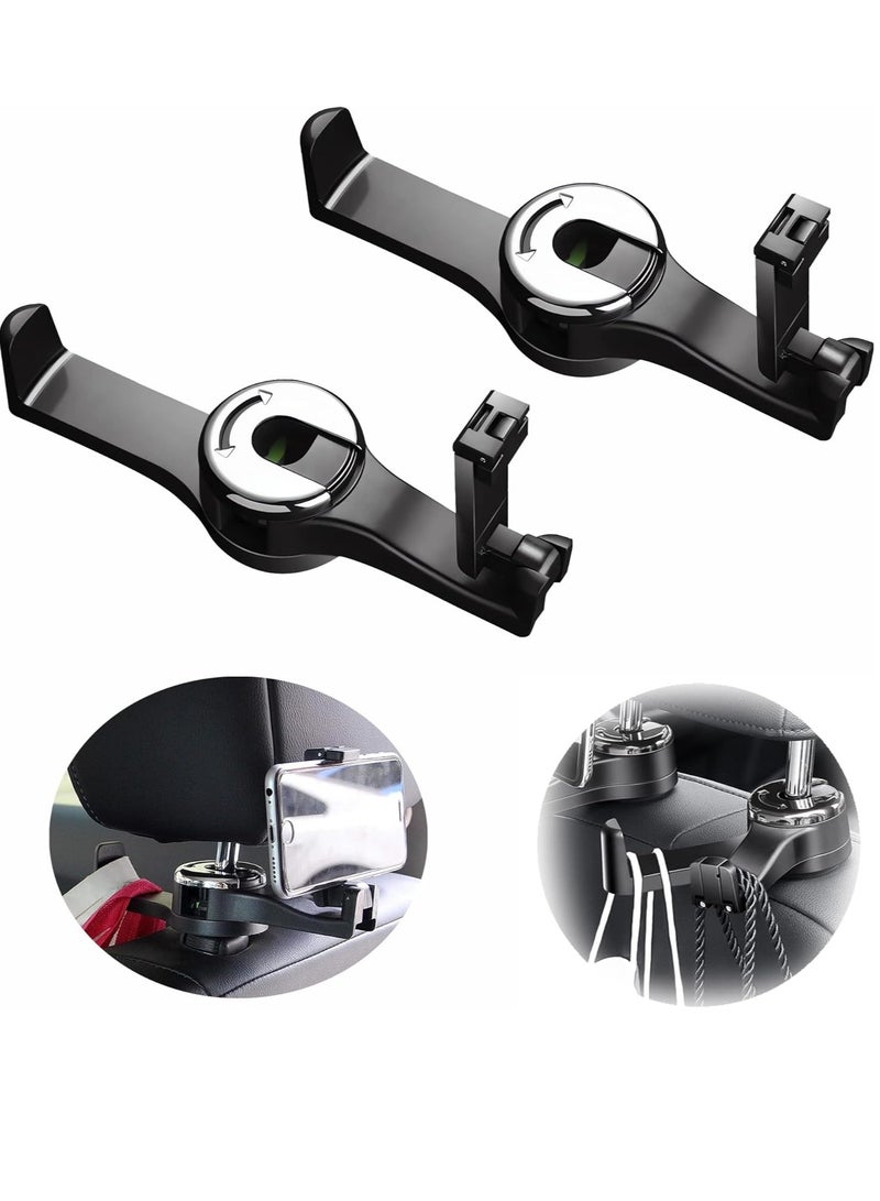 Generic 2 in 1 Car Hooks for Bags, Car Bag Hook with Headrest Phone Holder, 360°Rotatable Car Headrest Hooks, Car Accessories Purse Hook, Car Seat Storage Hook for Cloth Grocery Bag, Handbag, 2PCS  - Image 1