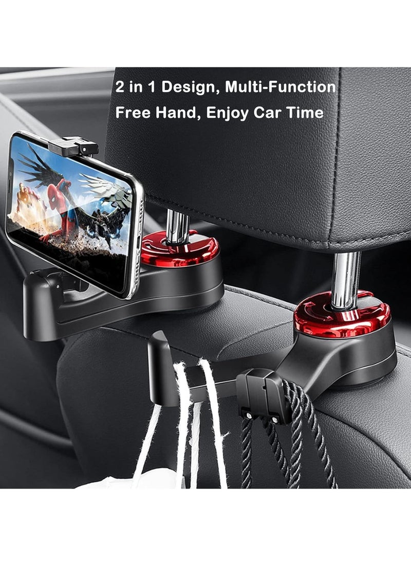 Generic 2 in 1 Car Hooks for Bags, Car Bag Hook with Headrest Phone Holder, 360°Rotatable Car Headrest Hooks, Car Accessories Purse Hook, Car Seat Storage Hook for Cloth Grocery Bag, Handbag, 2PCS  - Image 3