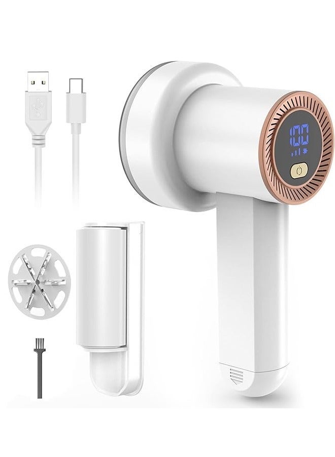 Bukela Fabric Shaver Rechargeable Lint Remover, Electric Lint Remover, Sweater Defuzz Shaver with Spare Blades and LED Digital Display, Efficient and Durable,for Sweater, Couch, Clothes, Carpet(White) - Image 1