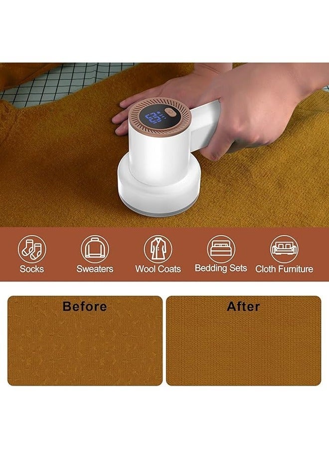 Bukela Fabric Shaver Rechargeable Lint Remover, Electric Lint Remover, Sweater Defuzz Shaver with Spare Blades and LED Digital Display, Efficient and Durable,for Sweater, Couch, Clothes, Carpet(White) - Image 3