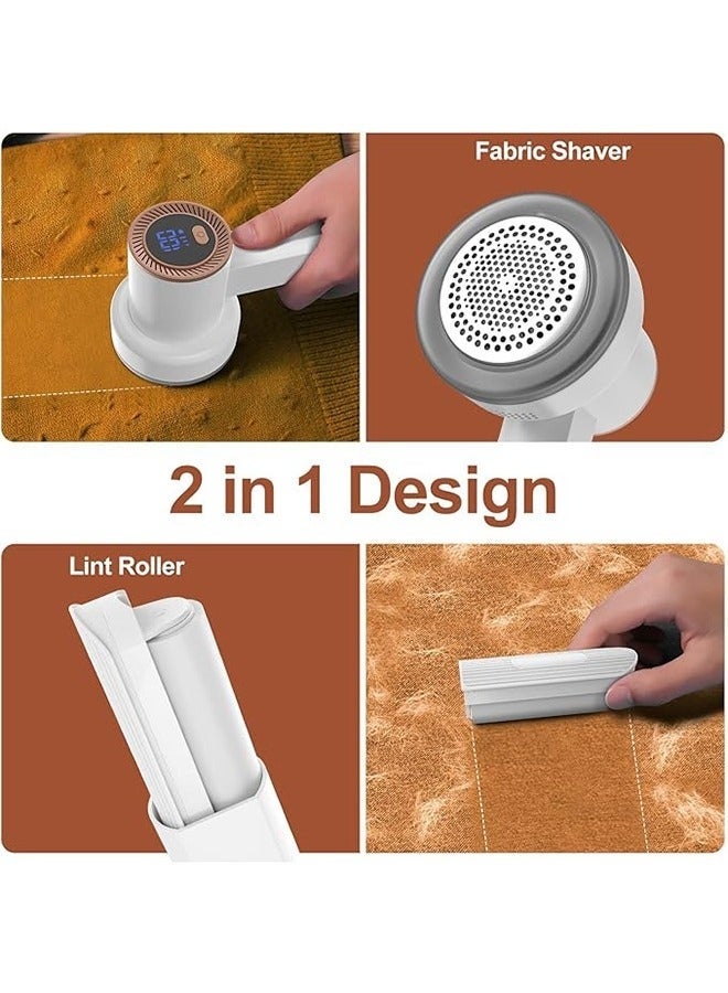 Bukela Fabric Shaver Rechargeable Lint Remover, Electric Lint Remover, Sweater Defuzz Shaver with Spare Blades and LED Digital Display, Efficient and Durable,for Sweater, Couch, Clothes, Carpet(White) - Image 4