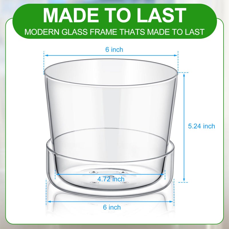 Singhoow 2 Sets 6 Inch Glass Planter with Drainage Hole and Tray Indoor Clear Plant Pots with Saucer Modern Decorative Orchid Glass Pot for Outdoor Flower Plants - Image 2