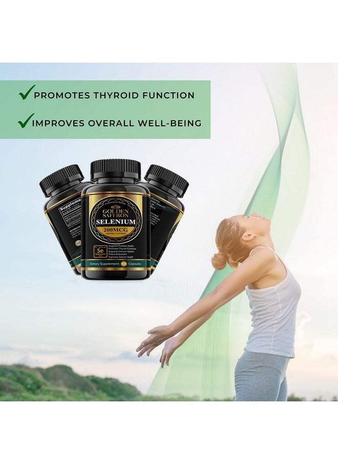 Golden Saffron - Selenium (200Mcg Selenium & 88.5 Mg Saffron Extract) To Support Overall Health Thyroid Function Prostate Health Nongmo & Glutenfree From Usa & Tasteless - Image 1