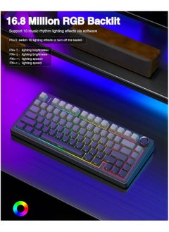 أولا لوحة مفاتيح ميكانيكية لاسلكية F75 مع لوحة مفاتيح ألعاب بإضاءة خلفية RGB  - Image 4