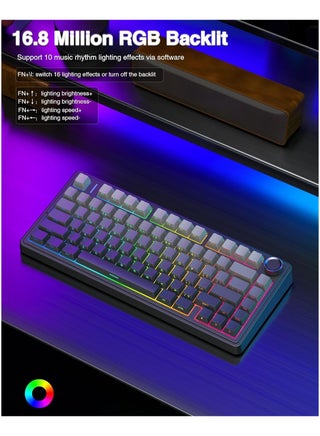 لوحة مفاتيح ميكانيكية لاسلكية F75 مع لوحة مفاتيح ألعاب بإضاءة خلفية RGB - view 4