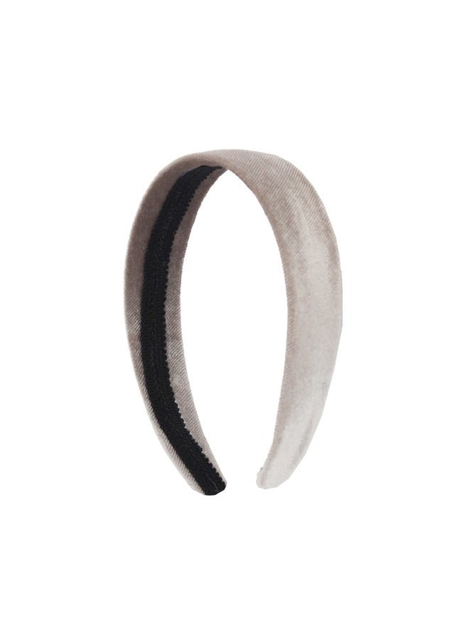 Motique Accessories 1 inch Light Grey Velvet Headband for Women and Girls - Image 1