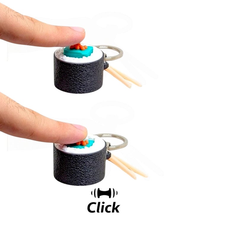 CLICKER Sushi Keychain, Mechanical Fidget Key chain, Stress Relief Key Ring, Portable Keychain for Car Keys, Bike, Bags, Gifts for Men & Women - Image 3