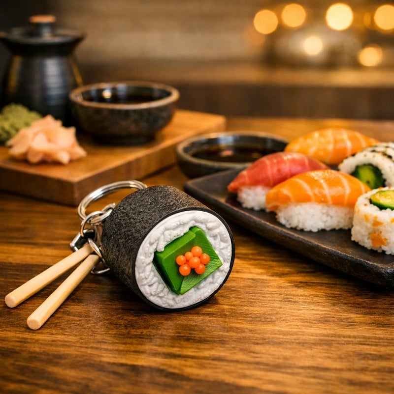 CLICKER Sushi Keychain, Mechanical Fidget Key chain, Stress Relief Key Ring, Portable Keychain for Car Keys, Bike, Bags, Gifts for Men & Women - Image 4
