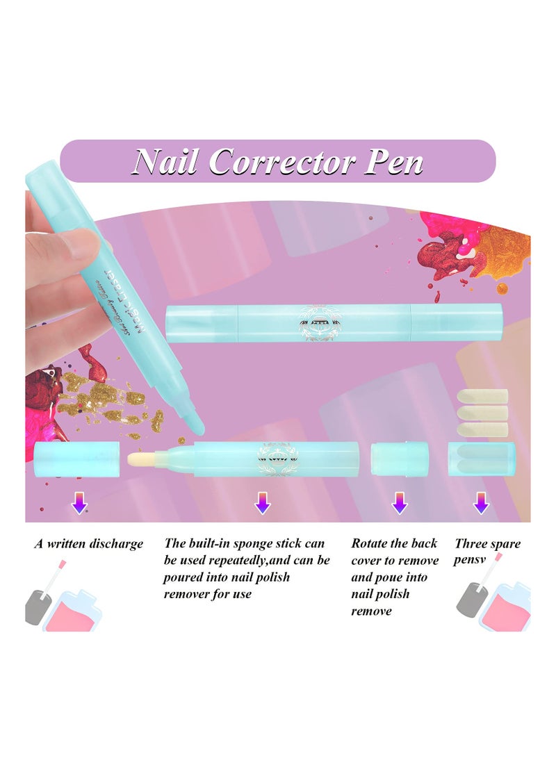 8 Pieces Nail Polish Corrector Pen Makeup Corrector Remover Pen Nail Polish Remover Pen Remover Mistakes Cleaner Nail Edge Cleaning Pen for Nail DIY Design or Salon Use (Green, Yellow, Pink, Purple) - Image 3