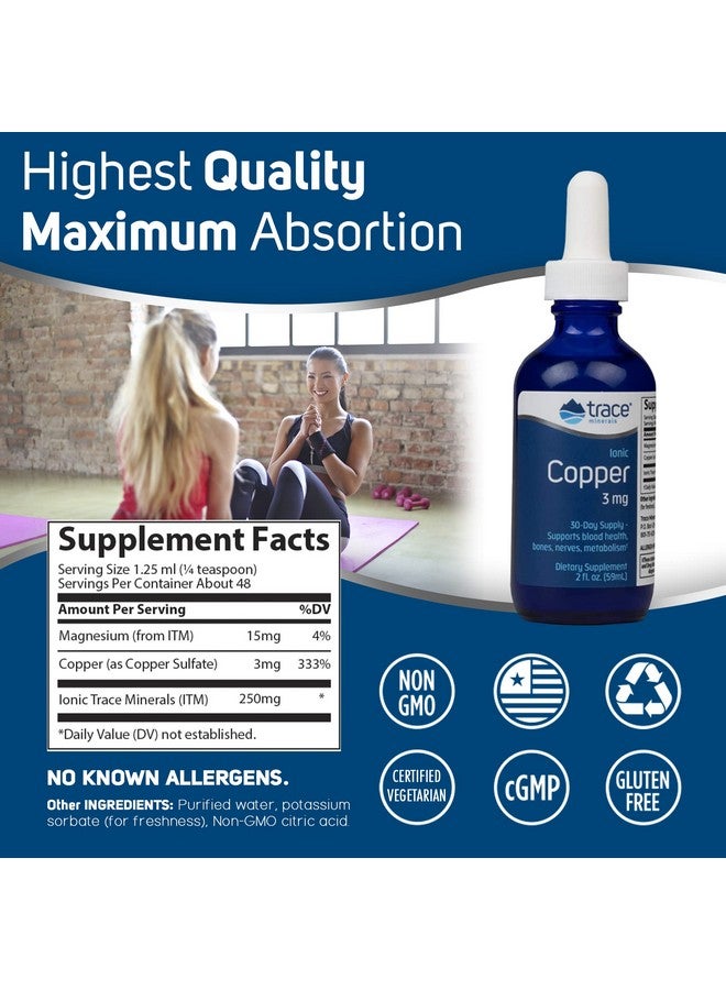 Trace Minerals Ionic Copper - Bone & Energy Support Supplement - Copper Supplement to Support Enzymatic Reactions - Liquid Supplement to Aid Healthy Connective Tissue - 2 fl oz (About 48 Servings) - Image 4