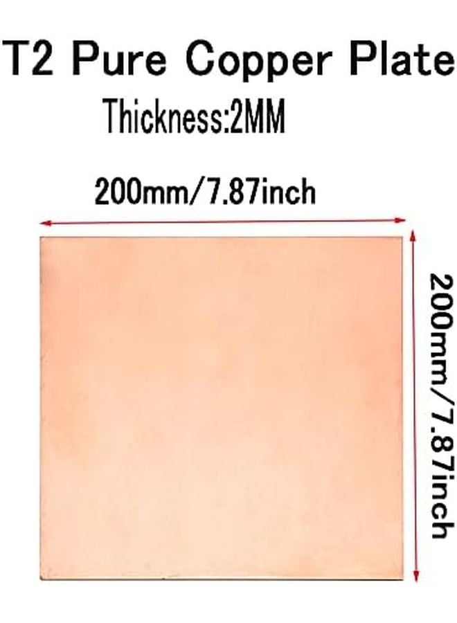 لوح صفائح نحاسية نقية 2 مم × 200 مم × 200 مم لفن DIY وقوالب صناعية - Image 3