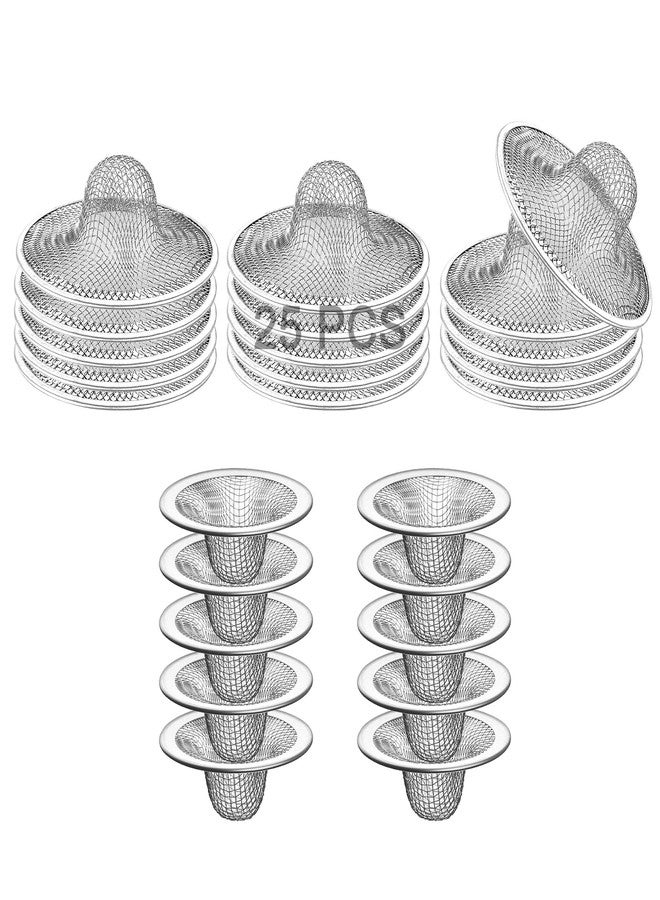Beyoslf 25PCS Bathroom Mesh Sink Drain Strainer, 2.75" & 2.125'' Stainless Steel Slop Basket Filter Trap, Mesh Tub Strainer Bathtub Drain Filter Screen for Bathroom Bathtub Laundry Lavatory Balcony RV Utility - Image 1