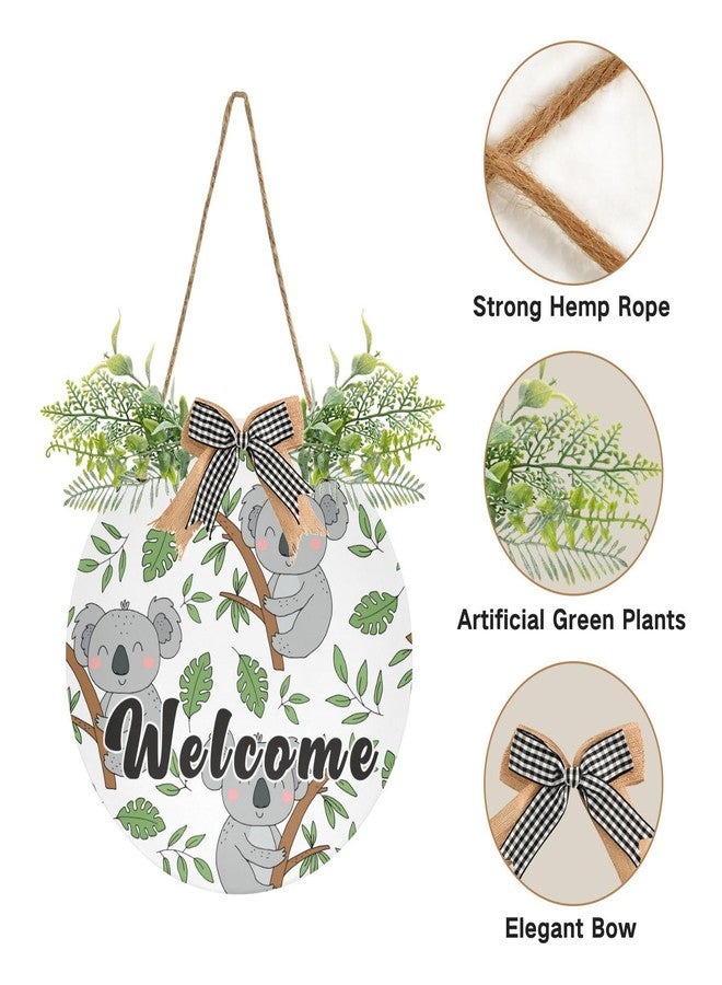 YETTASBIN Welcome Sign Cute Koala Front Door Sign, Waterproof Wall Hanging Plaque Decorative Porch Wreath for Housewarming, Farmhouse Yard Garden Home Holiday Decor, 12 x 12 Inch - Image 2