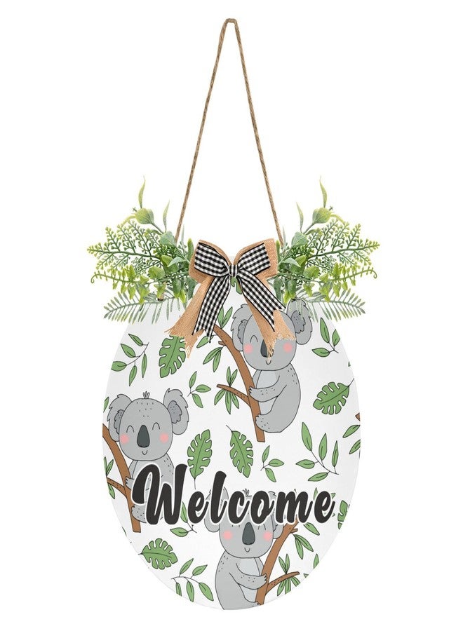 YETTASBIN Welcome Sign Cute Koala Front Door Sign, Waterproof Wall Hanging Plaque Decorative Porch Wreath for Housewarming, Farmhouse Yard Garden Home Holiday Decor, 12 x 12 Inch - Image 1