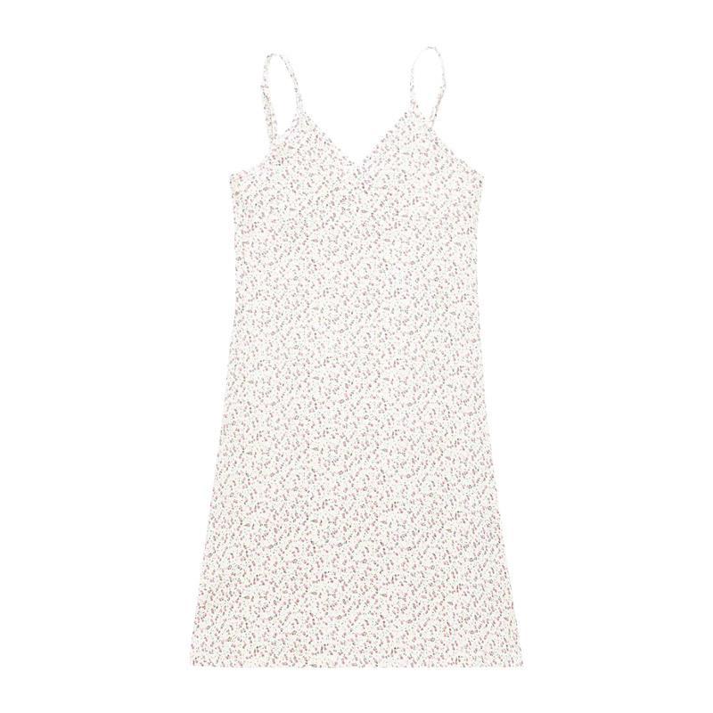 Vintage Print V-Neck Slip Dress 2024 small yellow flower 