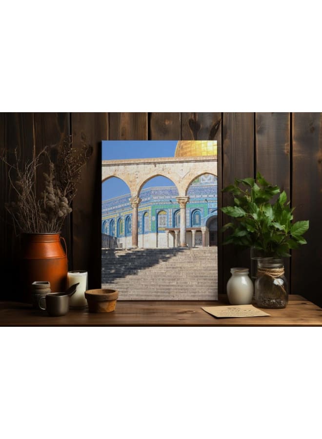 هوم جاليري قوس قبة الصخرة مسجد إسلامي مطبوع على لوحة جدارية من القماش 120 فى 80 - Image 4