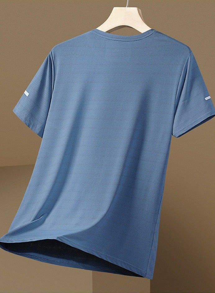 Loquat Men's Cooling Ice Silk Running Shirts Quick Dry Short Sleeve Athletic Gym T-Shirts Dusty Blue  - Image 2