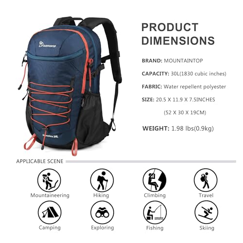 MOUNTAINTOP Hiking Backpack2530L Camping Backpack Men Women Hiking Daypack Lightweight Travel Backpack for Climbing - Image 3