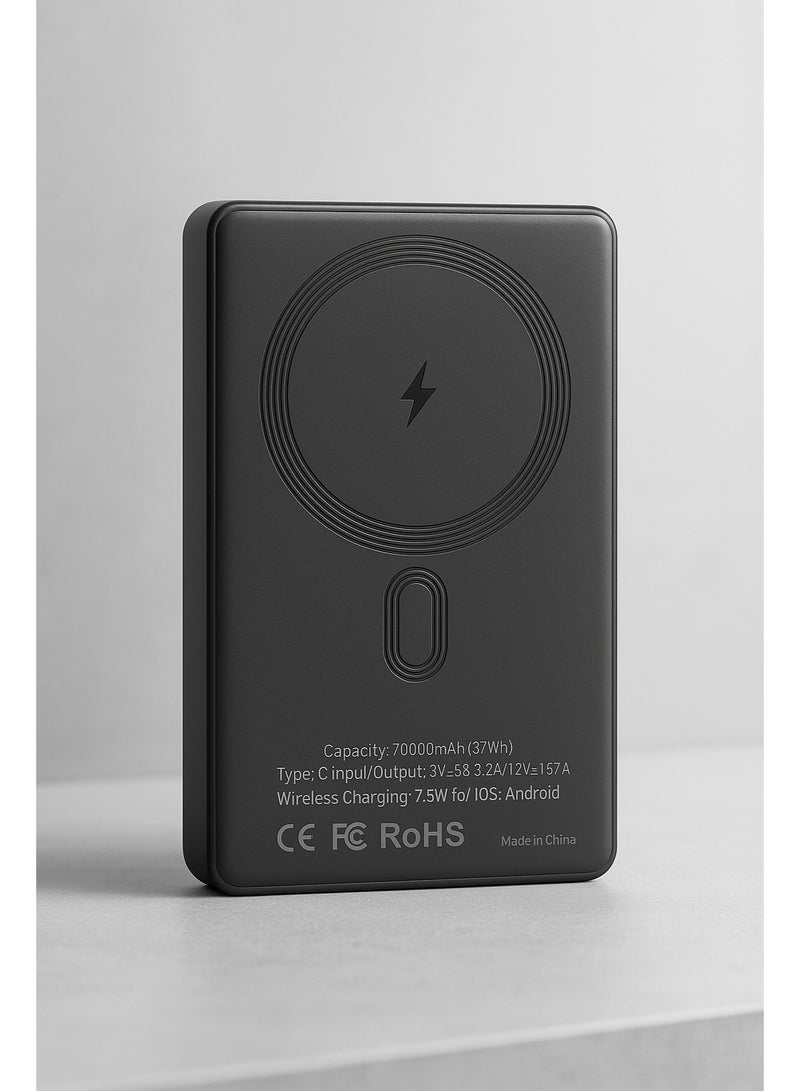 SMARTX MagSafe Wireless Power Bank 10000mAh – Magnetic Portable Charger with 20W USB-C PD Fast Charging, Slim Battery Pack for iPhone 12/13/14/15/16 Series & MagSafe-Enabled Devices, Samsung Galaxy & More – Space Gray  - Image 1