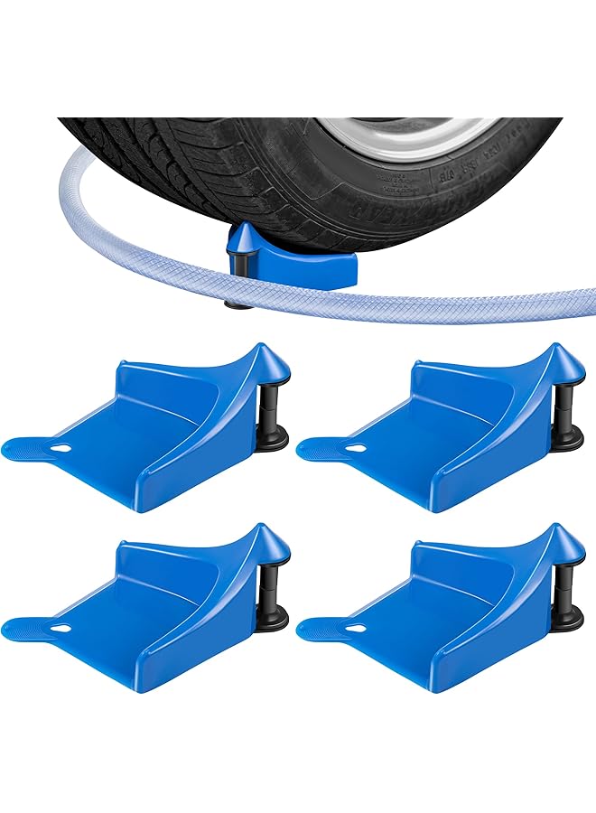 Dreyoo 4 Pcs Car Hose Guide, Tire Hose Roller For Car Washing, Detailing Tire Hose Guide Preventing Pressure Washer Hose Stuck Under The Tires, Blue Car Plastic Wash Tool To Avoid Snagging - Image 1