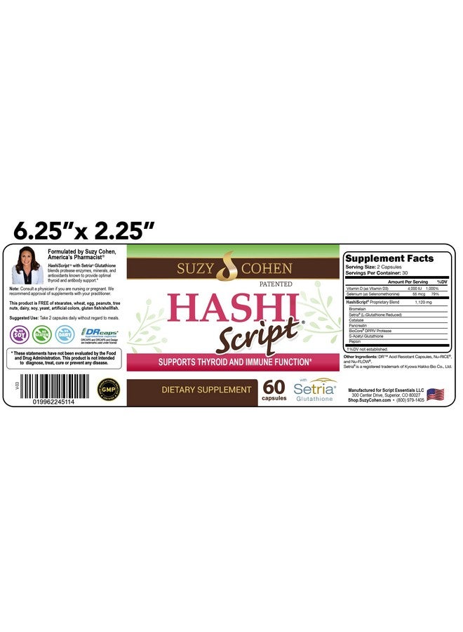 Script Essentials HashiScript Thyroid and Immune Support Formula with Catalase and Glutathione - by Suzy Cohen - Image 5