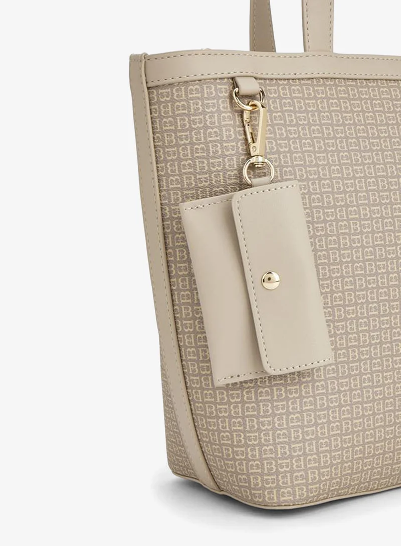 Flora Bella By Shoexpress TAUPE Monogram Print Tote Bag With Double Handle for Women | Best Price UAE