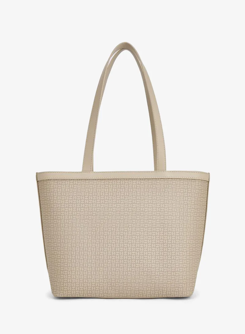 Flora Bella By Shoexpress TAUPE Monogram Print Tote Bag With Double Handle for Women | Best Price UAE