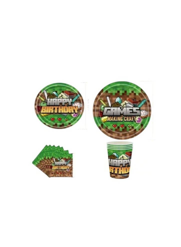 Tamona Minecraft Birthday Party Decoration Set for Kids,  Pixel Video Game Themed Party Supplies for Birthday Celebration – 50Pcs. - Image 1