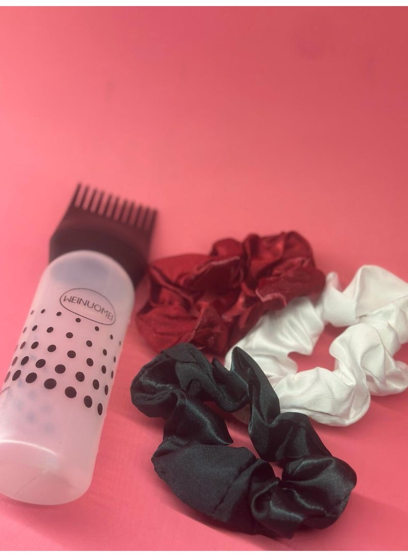 Generic hair tie set 3PCs Hair Scrunchies satin for women + Travel Bottles, 1PC Spray Bottle 30ml Fine Mist Spray Bottle  Plastic Sprayer Bottle may vary color - Image 2