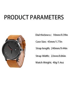 Generic Large-dial men's casual watch. Black face, brown belt, calendar. Free hand string.  - Image 4