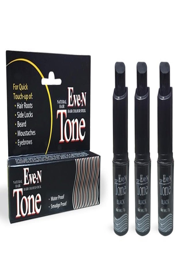 EVE-N Tru Tone Natural Hair Color Root Touch Up For Grey Hair, Non-Toxic White Hair Coverage Touch Up Hair Dye Pencil For Men & Women (Black, 3 count) - Image 1