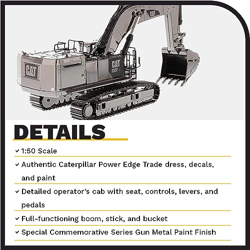 Diecast Masters CAT Caterpillar 390F L Hydraulic Tracked Excavator Gunmetal Commemorative Series 1/50 85547 - Image 4