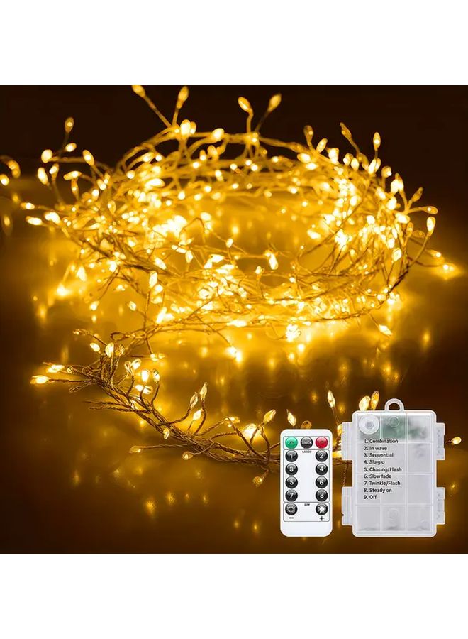White 200 LED Fairy String Lights 8 Modes Remote Timer Battery Decorations - Image 1
