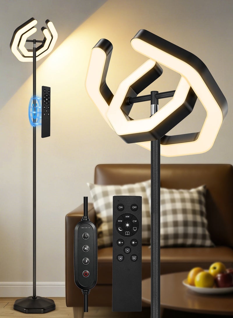 OUTON Bright Floor Lamp, 3000LM 30W LED Torchiere Floor Lamp with Remote and Touch Control, Stepless Dimmable 2700K-6500K, Dual 350° Rotatable Rings, Timer & Memory, for Living Room Bedroom Office,185CM - Image 1