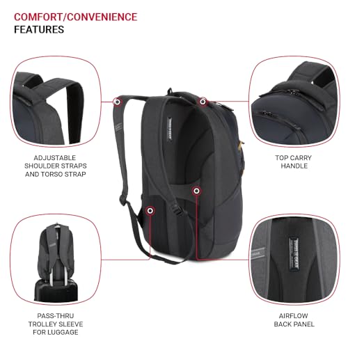 SWISSGEAR حقيبة ظهر لابتوب SwissGear 8175 بلون الفحم والهيذر 18 بوصة - Image 3