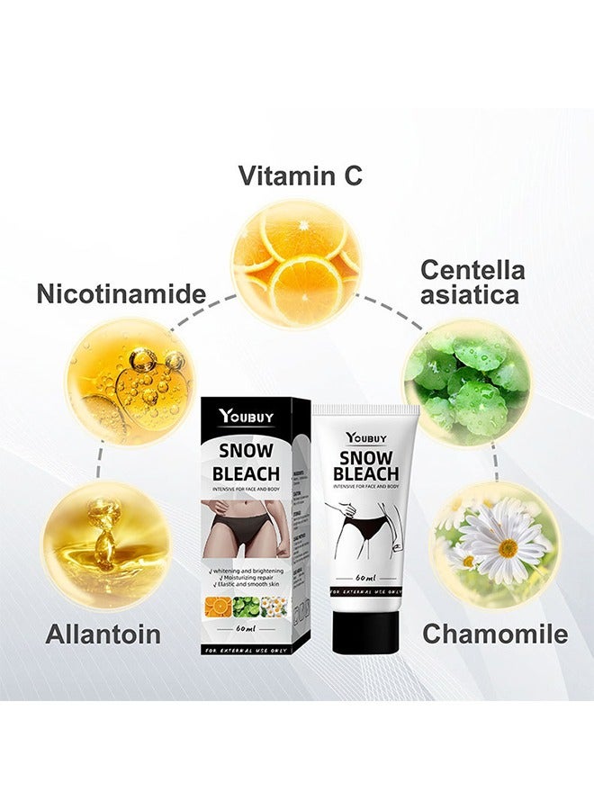 YOUBUY Snow Bleach Intensive - for Private Part Underarm Whitening, Dark Skin Bleaching Cream for Dark Spots, Face and Body Skin Lightening Bleaching Cream for Intimate Areas Brightening - Image 3
