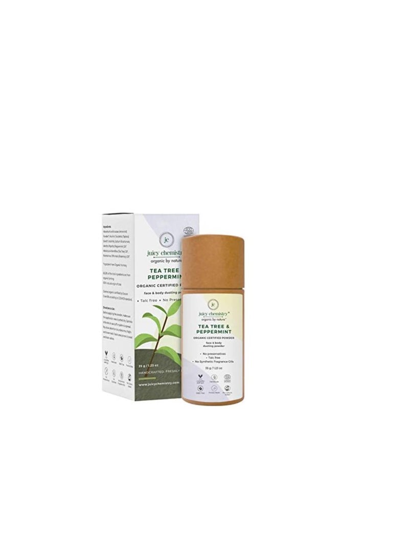 Juicy Chemistry Juicy Chemistry Organic Dusting Powder, Tea Tree & Peppermint Talc Free Powder, 35 gms Body Powder for Fresh and Dry Skin