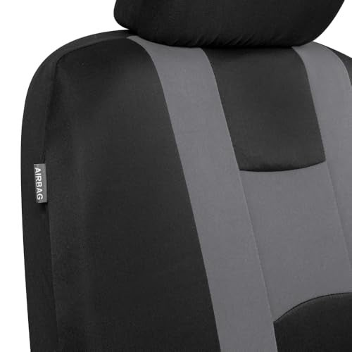 BDK carXS Forza Series Light Gray Seat Covers Full Set Combo with Car Floor Mats – Front and Rear Bench Seat Cover & Floor Mat Protector Set, Interior Covers for Auto Truck Van SUV - Image 3