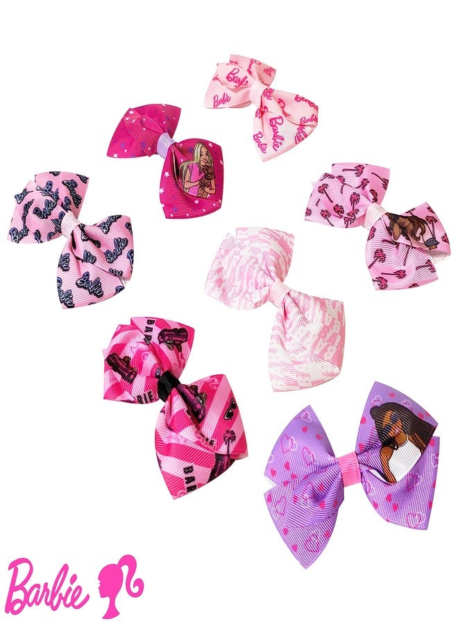 Luv Her Barbie Kids Bows - Hair Accessories Gift Set - Princess Hair Bows - 7 Pcs 4 Inch Bundle - Hair Bows for Girls - Barbie Hair clip - Alligator Clip - Ages 3 + - Image 2
