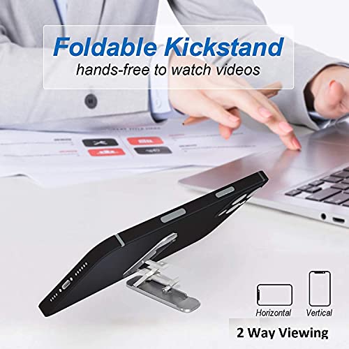 Midkart Universal Adjustable Foldable Thin Pocket Tabletop Aluminum Mobile Stand/Kickstand Compatible for Any Cellphone with Vertical and Horizontal Adjustable Angle, Grey - Image 3