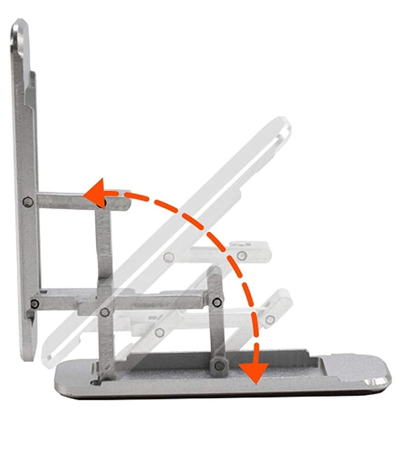 Midkart Universal Adjustable Foldable Thin Pocket Tabletop Aluminum Mobile Stand/Kickstand Compatible for Any Cellphone with Vertical and Horizontal Adjustable Angle, Grey - Image 2