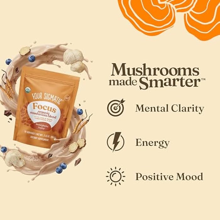 Four Sigmatic Focus Blend | Organic Lion's Mane Powder with Adaptogen and Mushroom Blend | Includes Cordyceps, Rhodiola, Bacopa & Mucuna | 30 Servings - Image 5