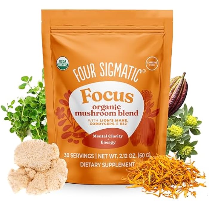 Four Sigmatic Focus Blend | Organic Lion's Mane Powder with Adaptogen and Mushroom Blend | Includes Cordyceps, Rhodiola, Bacopa & Mucuna | 30 Servings - Image 1